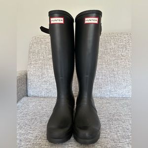 Women's Hunter Tall Black Rain Boots with Warm Liners